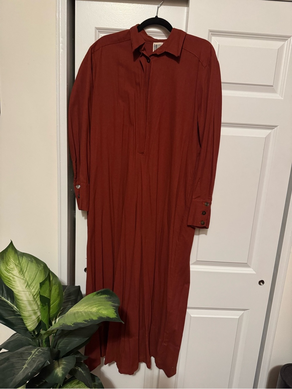 Long Shirt Dress in Terracotta Red